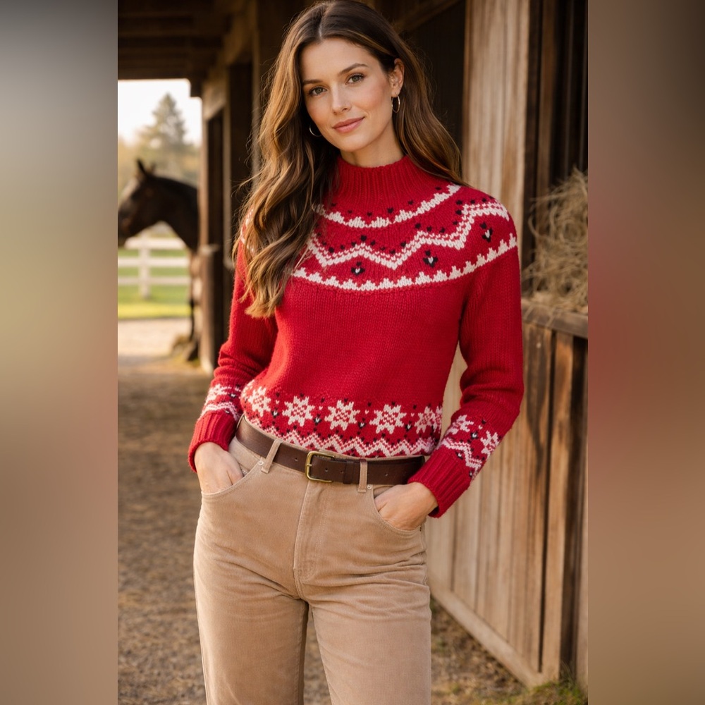 J. CREW Hand knitted Wool & Cashmere Fair Isle Sweater L